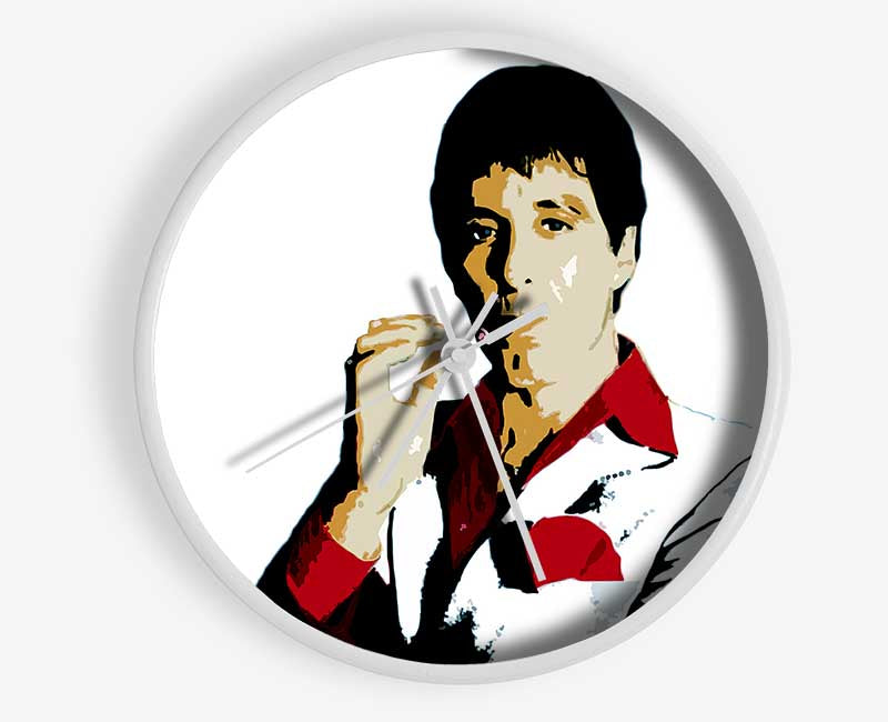 Al Pacino clock made from natural bamboo with a round face, available in black, white, and natural frame colors.